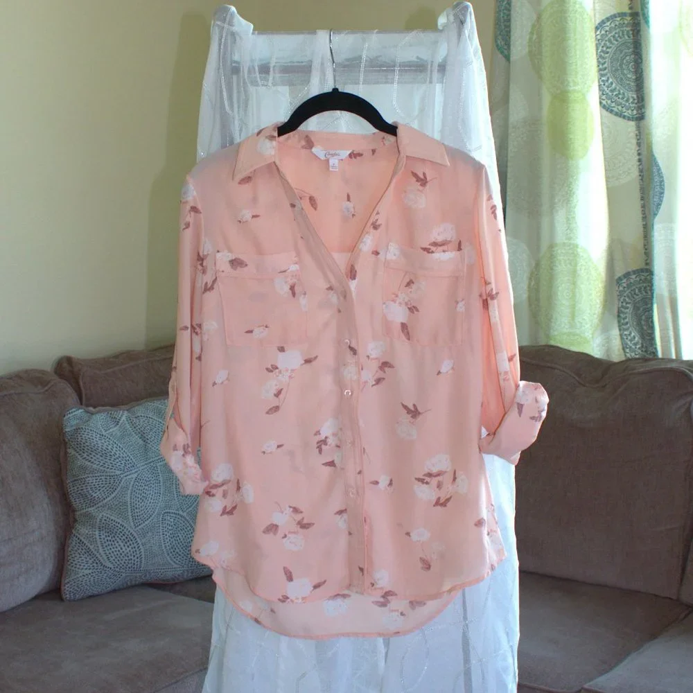 Candie's | Button Down Rose Pink Blouse - Picture 1 of 8